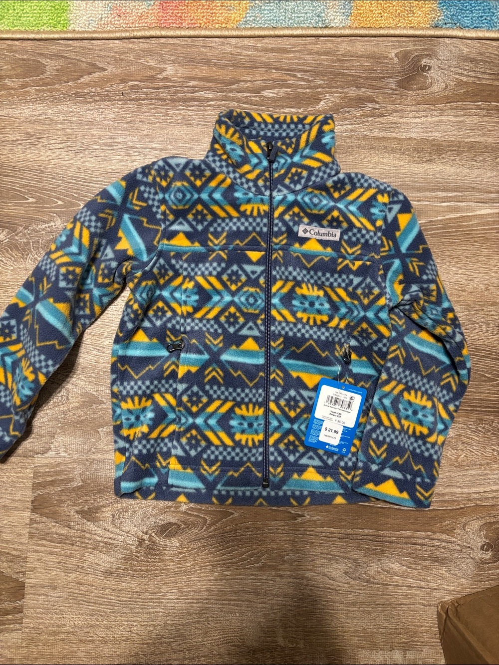 Columbia Geometric Fleece Jacket - Teal, Yellow & Charcoal